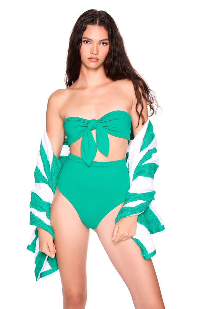 Bandeau Bikini Top with Removable Bow, Alternate, color, NETTLE