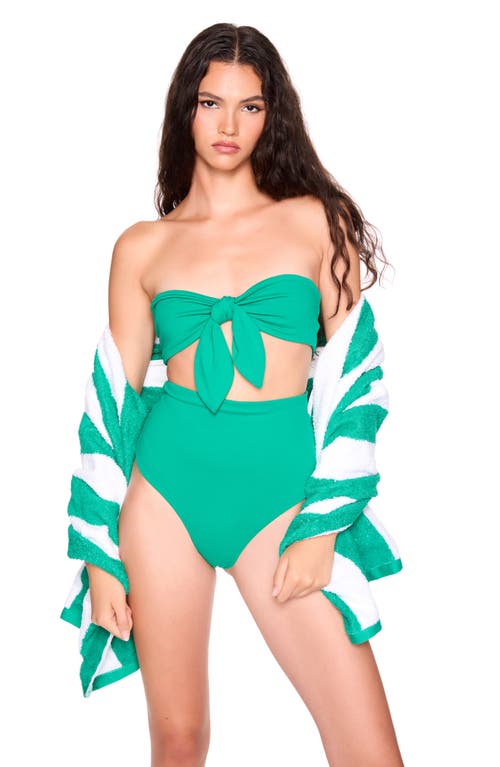 Susana Monaco Bandeau Bikini Top With Removable Bow In Green