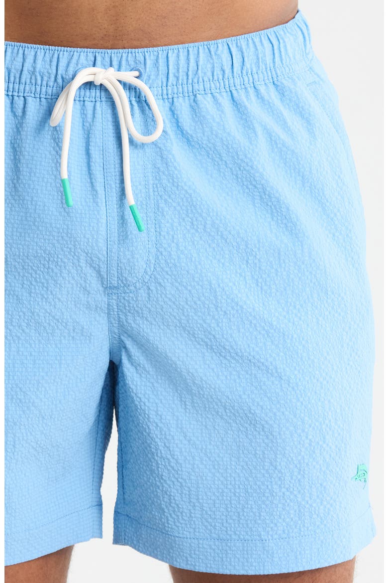 Naples Surf Seersucker Volley Swim Trunks, Alternate, color, BIG SKY BLUE