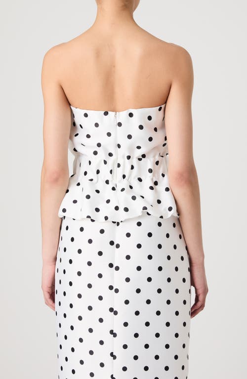 French Connection Polka Dot Strapless Peplum Top In White