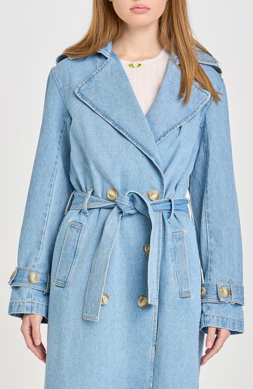 Shop Wayf Denim Trench Coat In Vintage Blue