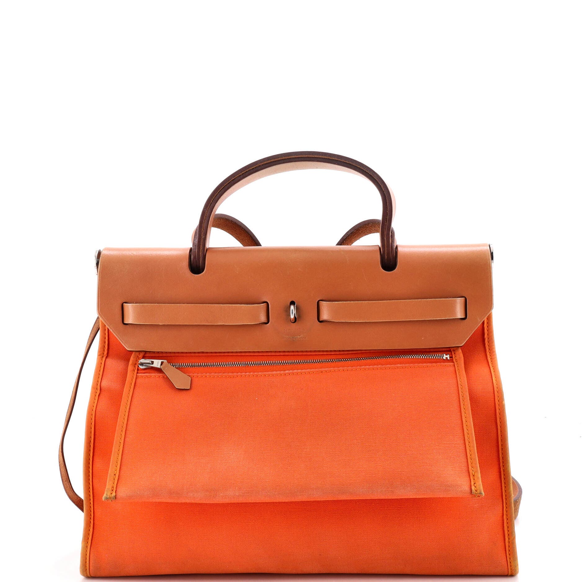 Pre-Owned Hermes Herbag Zip Leather and Toile 31, Alternate, color, Mangue