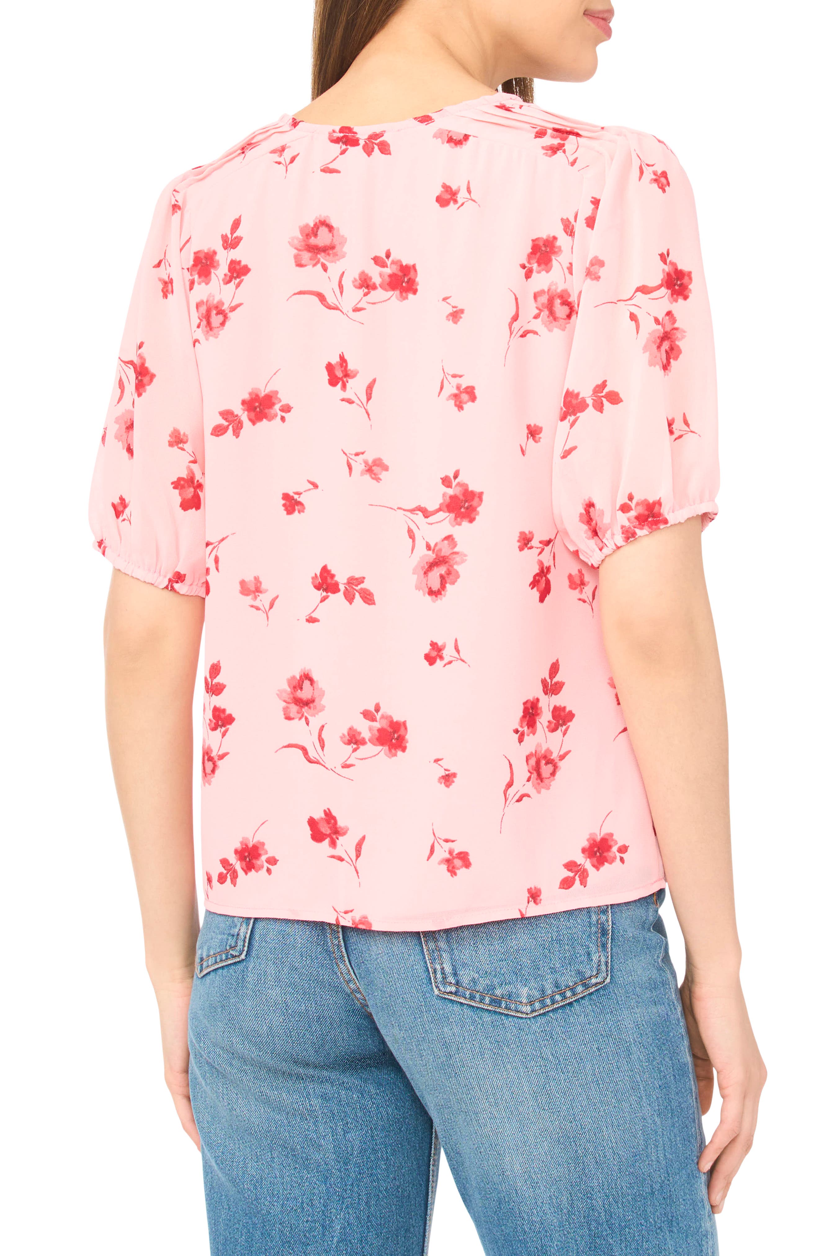 Floral Print Pintuck Top - image 2