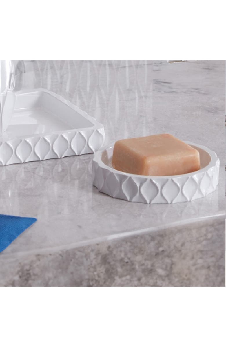 ROSELLI TRADING COMPANY Wave Soap Dish, Alternate, color, White Resin