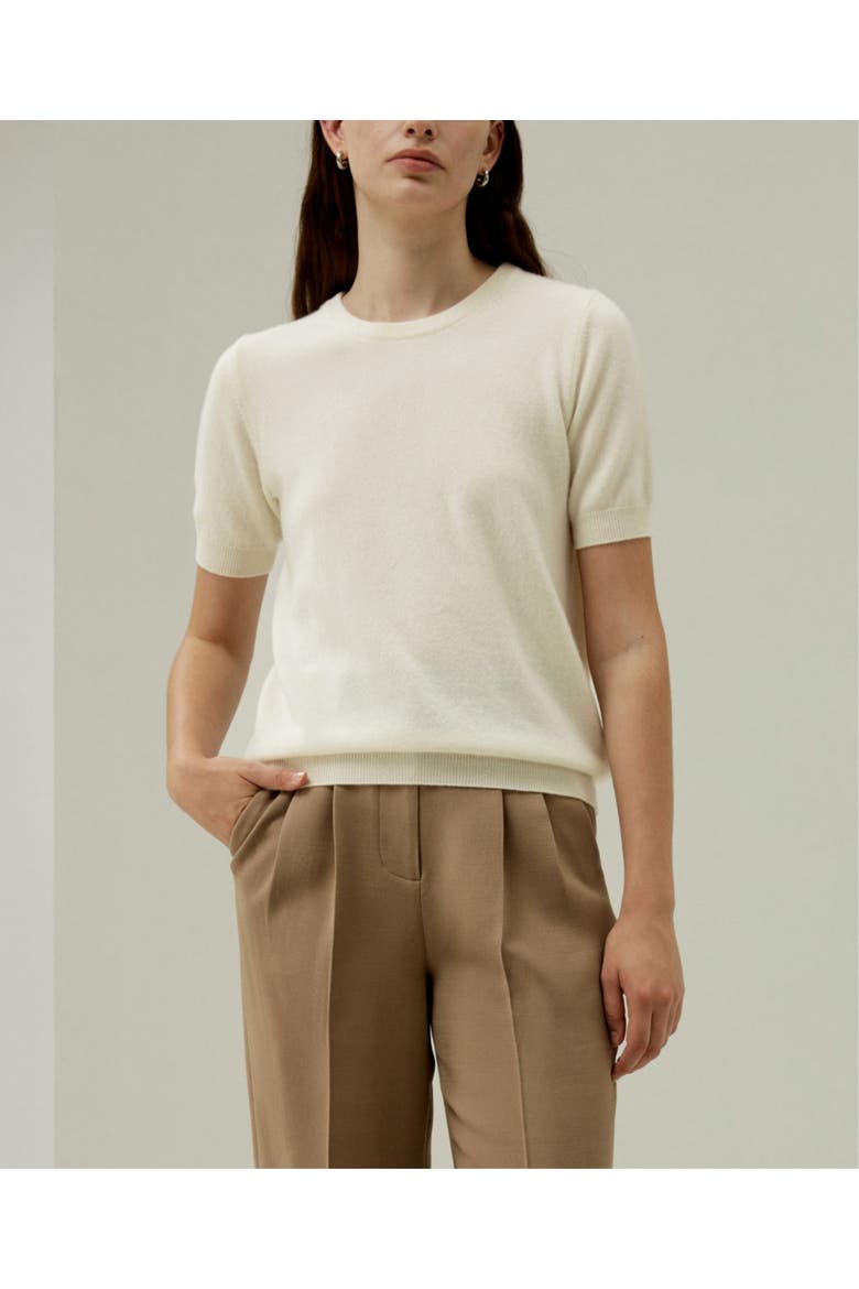 Women's Baby Cashmere Crew Neck Knit Top, Alternate, color, White