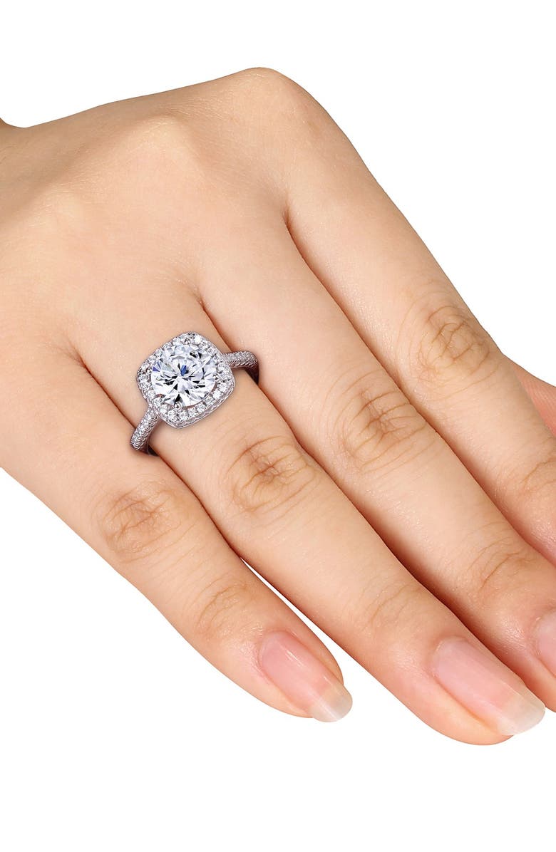 DELMAR Sterling Silver CZ Cushion Halo Ring, Alternate, color,