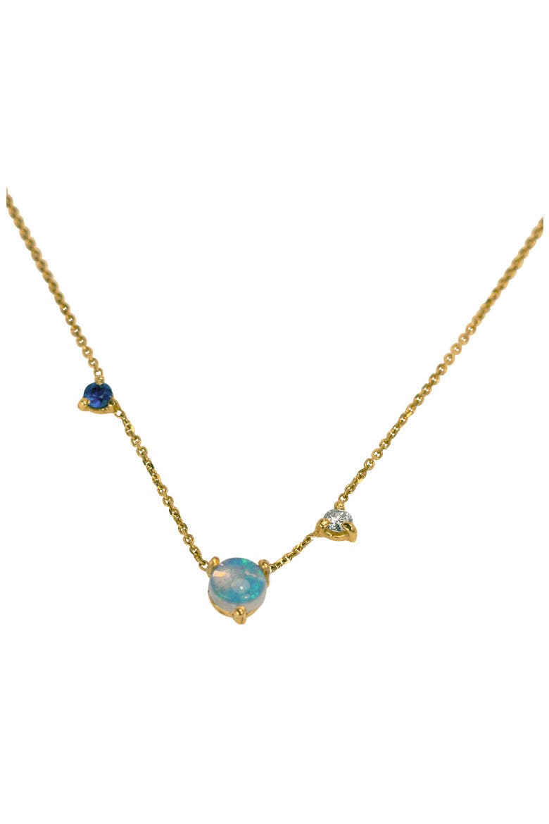 Counting Collection Three-Step Necklace, Main, color, YELLOW GOLD/ OPAL/ SAPPHIRE