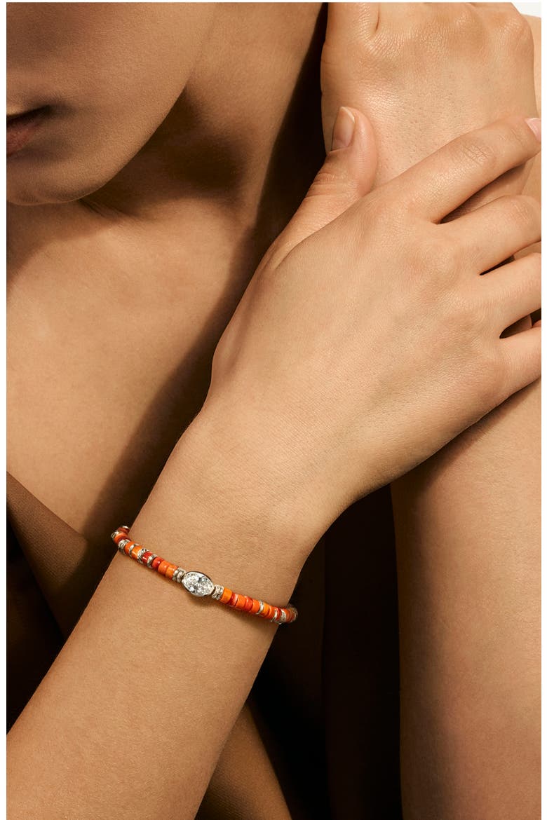 JH Lovestruck Diamond Heishi Bracelet, Alternate, color, ORANGE OYSTER SHELL