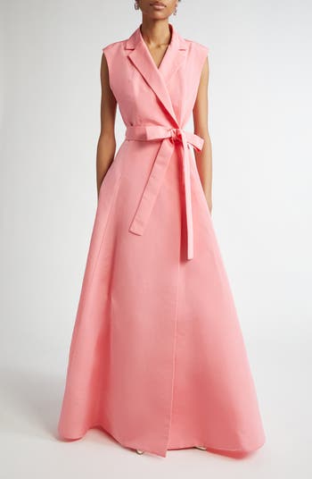 Carolina Herrera Sleeveless Silk Faille Belted Trench Gown