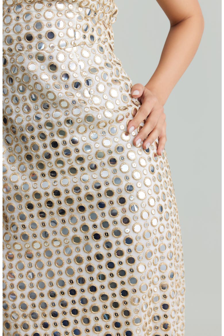 Julie Strapless Mirrored Column Gown, Alternate, color, WHITE