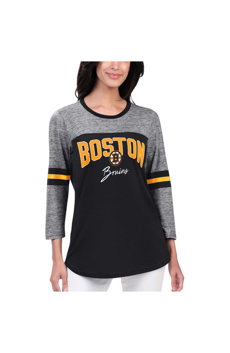 G-III 4HER BY CARL BANKS Women's G-III 4Her by Carl Banks Black Boston Bruins Play The Game 3/4-Sleeve T-Shirt, Alternate, color, Black