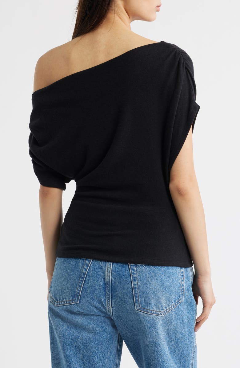 Reformation Iris One-Shoulder Knit Top, Alternate, color, Black