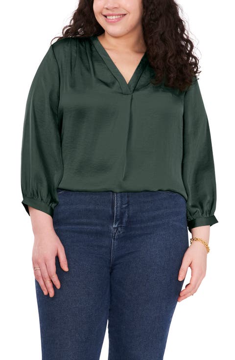 Rumple Satin Blouse (Plus Size)