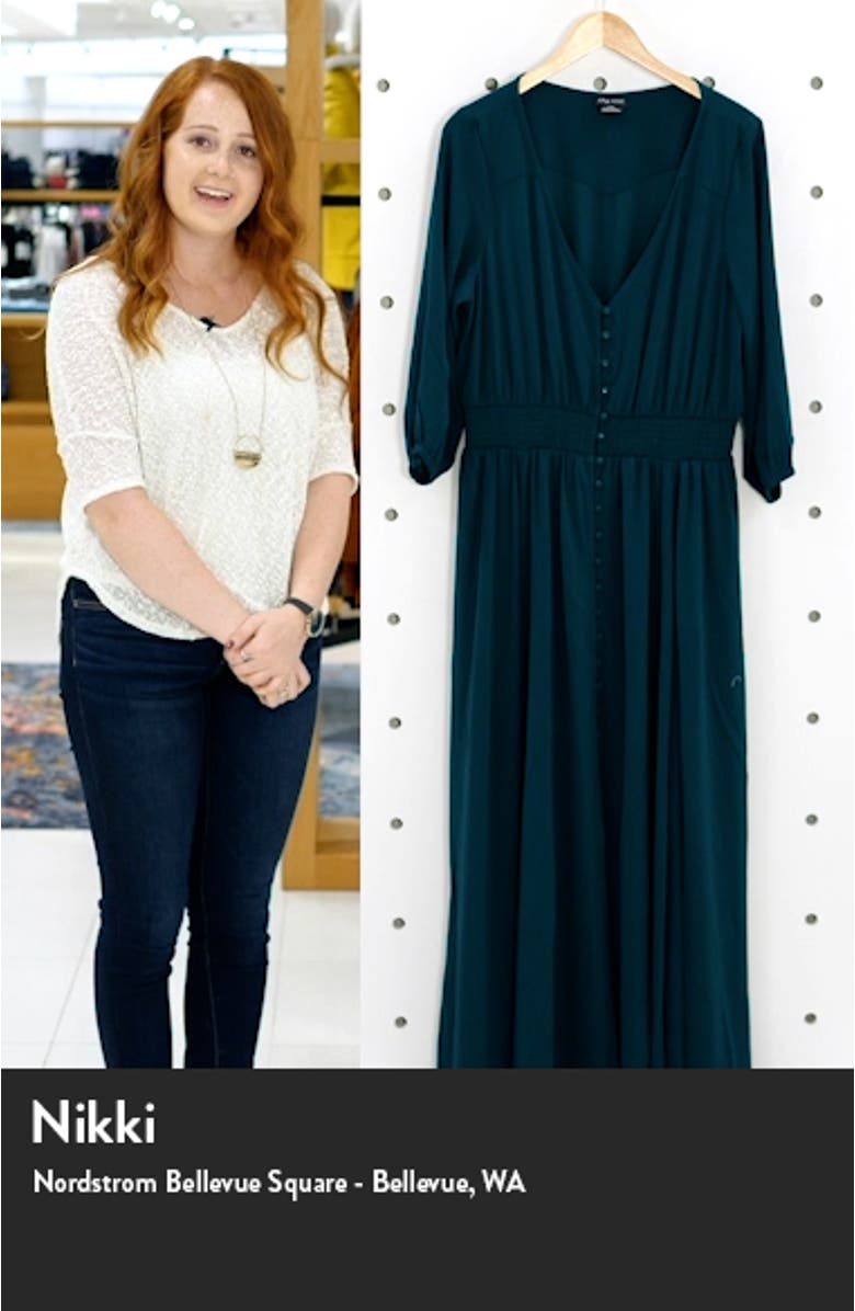 Desire Shirred Waist Button Front Maxi Dress, sales video thumbnail