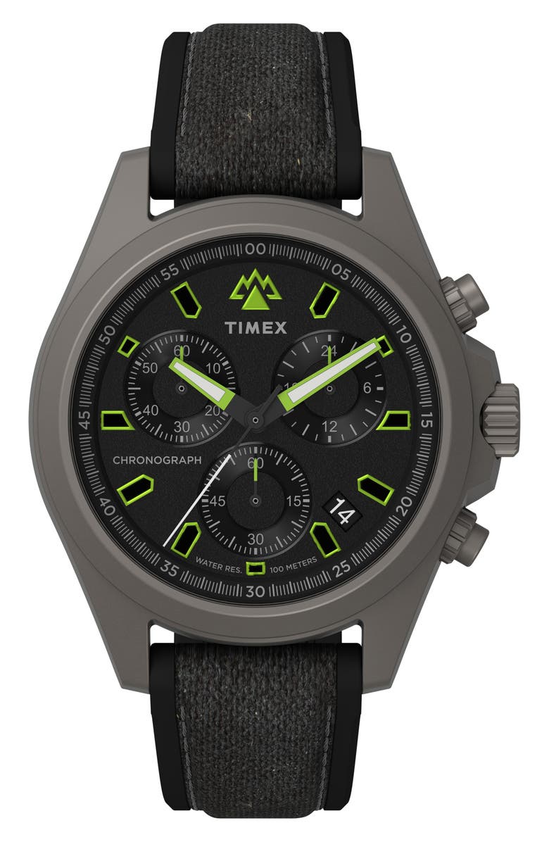 Timex<sup>®</sup> Expedition North<sup>®</sup> Field Chronograph Mixed Media Strap Watch, 43mm, Main, color, Black