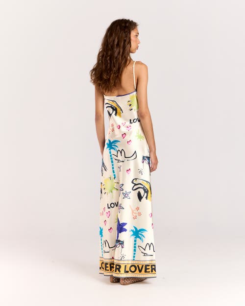 Romy Lover Slip Dress In Cream, Multi-colored