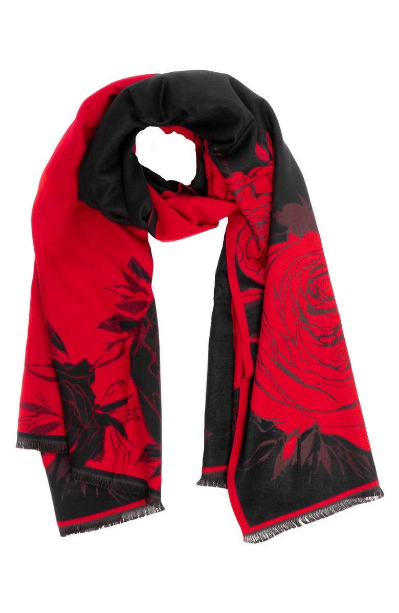 SAACHI Floral Reversible Scarf, Main, color, Red Black