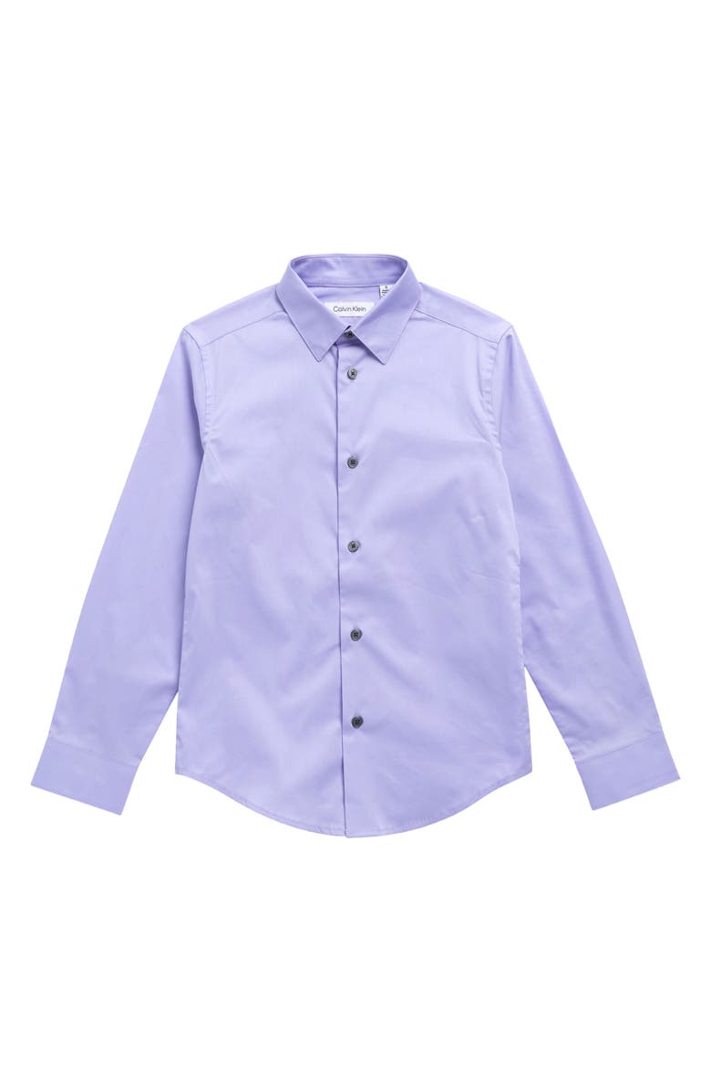Calvin Klein Kids' Long Sleeve Stretch Solid Shirt, Main, color, Lt Lilac