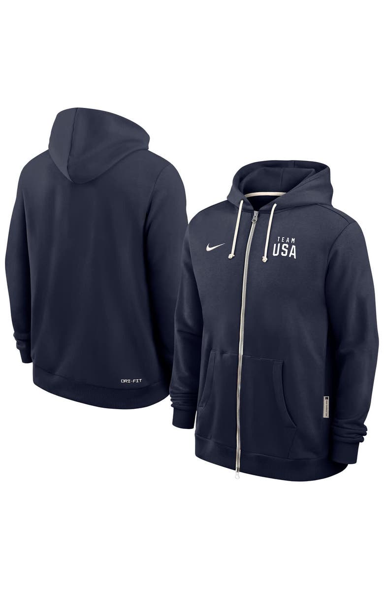 Nike Men's Nike Navy Team USA Standard Issue Dri-FIT Full-Zip Hoodie, Main, color, Navy