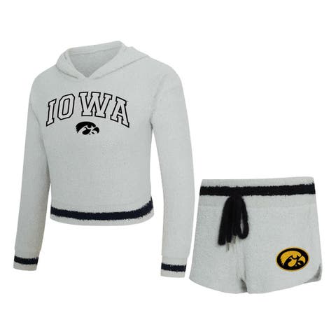 Women's Concepts Sport Gray/Black Iowa Hawkeyes Whitley Long Sleeve Hoodie Top & Shorts Set