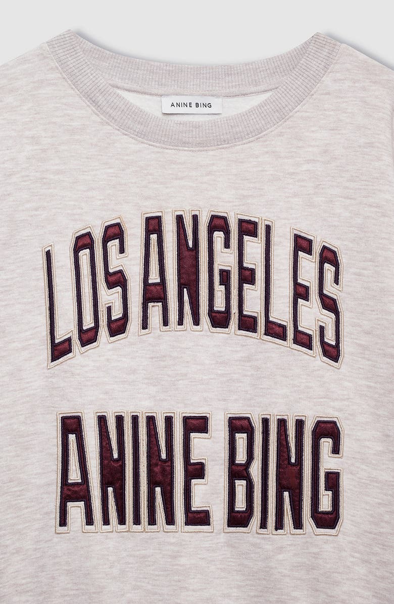 ANINE BING Harry Shrunken LA Sweatshirt, Alternate, color, Oatmeal Melange