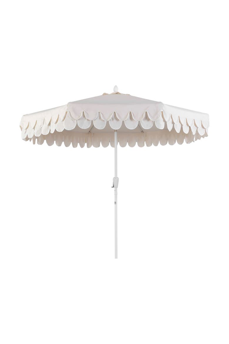 Tracy Coastal Octagon Aluminum Outdoor Market Patio Umbrella with Scalloped Edge, Crank Lift, Tilt and UV Resistant Canopy, Alternate, color, Cream