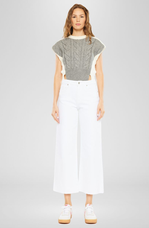 Kancan Dianella High Rise Crop Wide Leg Jeans In White