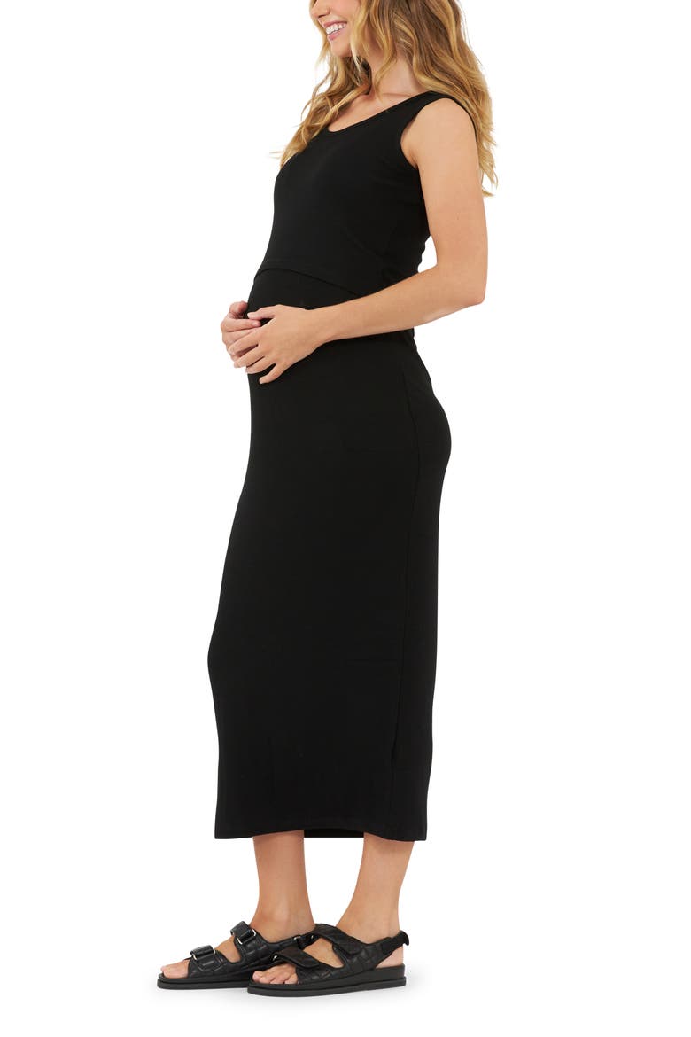 Rib Maxi Nursing Dress, Alternate, color, Black