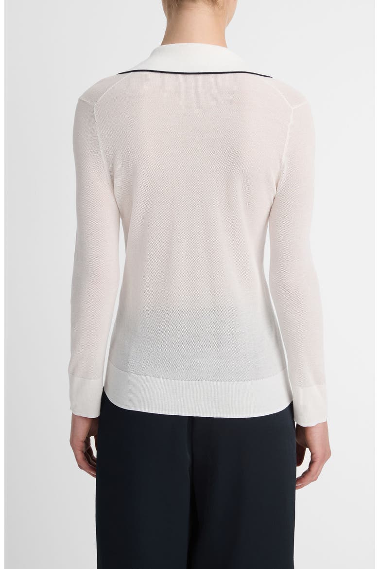 Long Sleeve Cotton Polo Sweater, Alternate, color, OFF WHITE/COASTAL