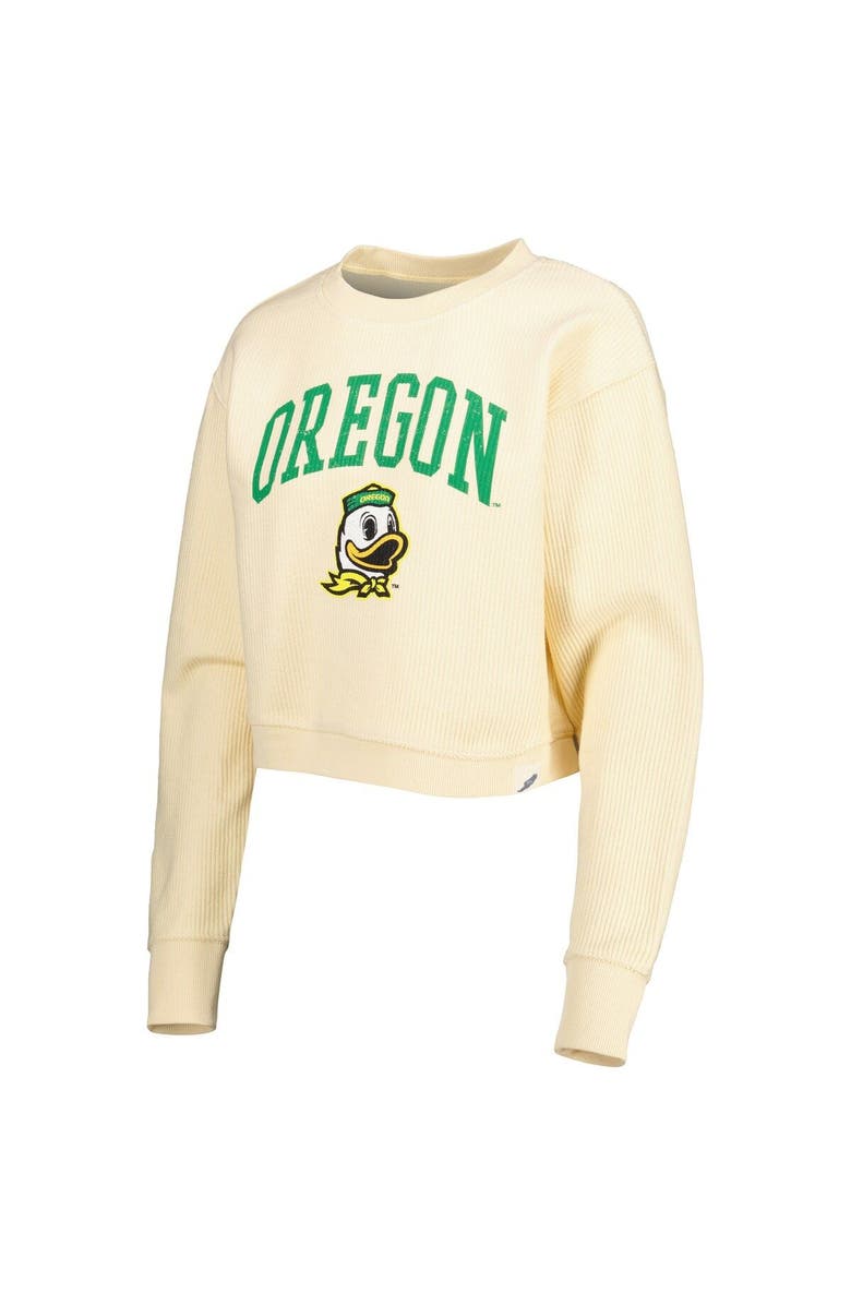 LEAGUE COLLEGIATE WEAR Women's League Collegiate Wear Cream Oregon Ducks Classic Campus Corded Timber Sweatshirt, Alternate, color,