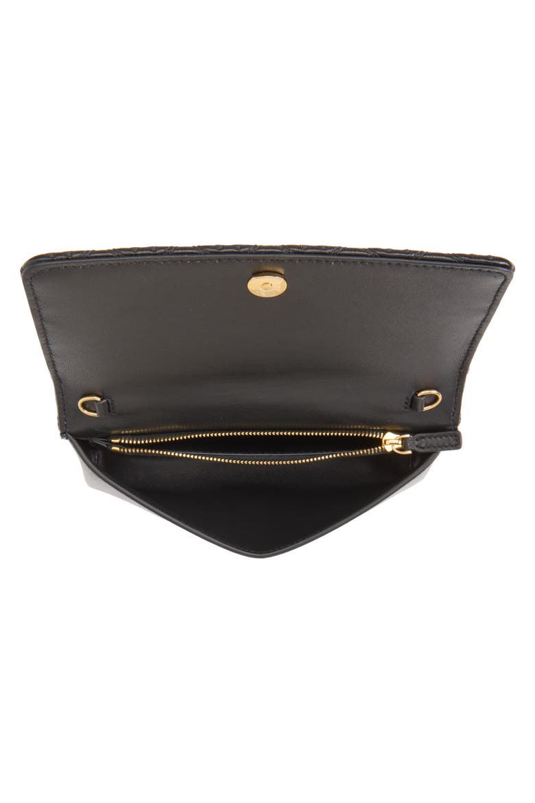 Flutterby Quilted Leather Wallet on a Chain, Alternate, color, BLACK