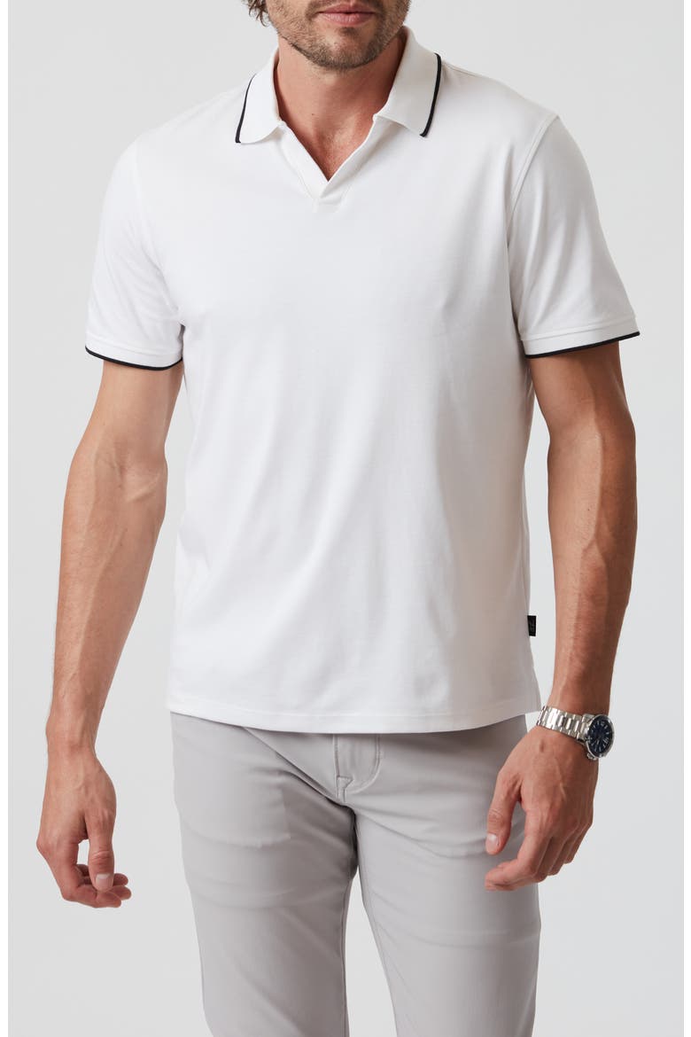 Riviera Tipped Pima Cotton Polo, Main, color, WHITE