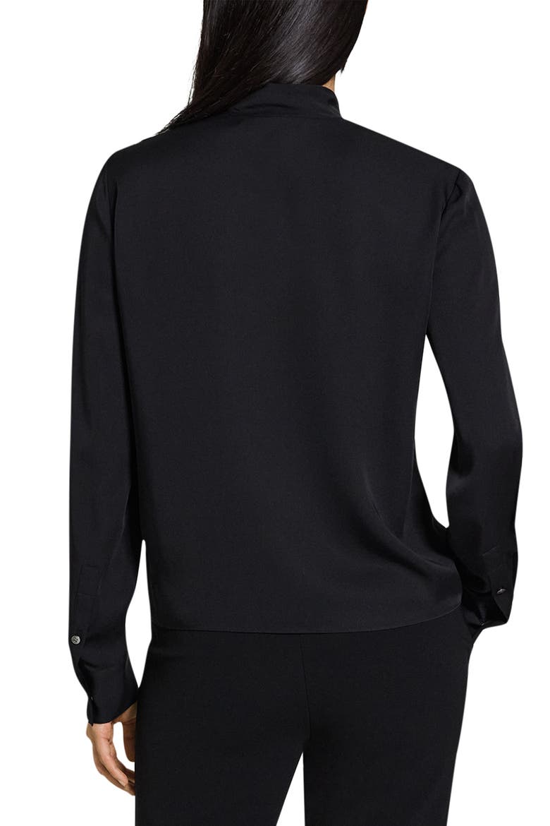 Tie Neck Silk Shirt, Alternate, color, BLACK