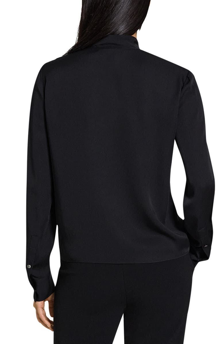 Theory Tie Neck Silk Shirt, Alternate, color, Black