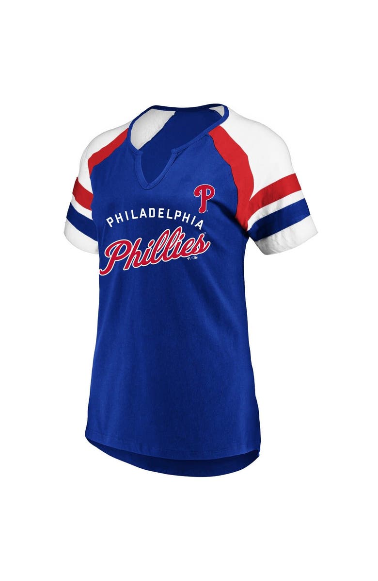PROFILE Women's Profile Royal Philadelphia Phillies Arched Notch Neck T-Shirt, Alternate, color, Royal