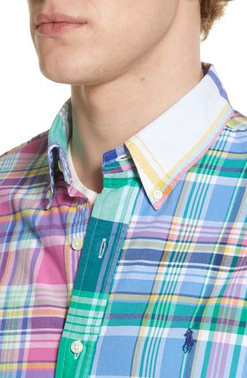Men's Classic Fit Plaid Short Sleeve Button-Down Shirt
