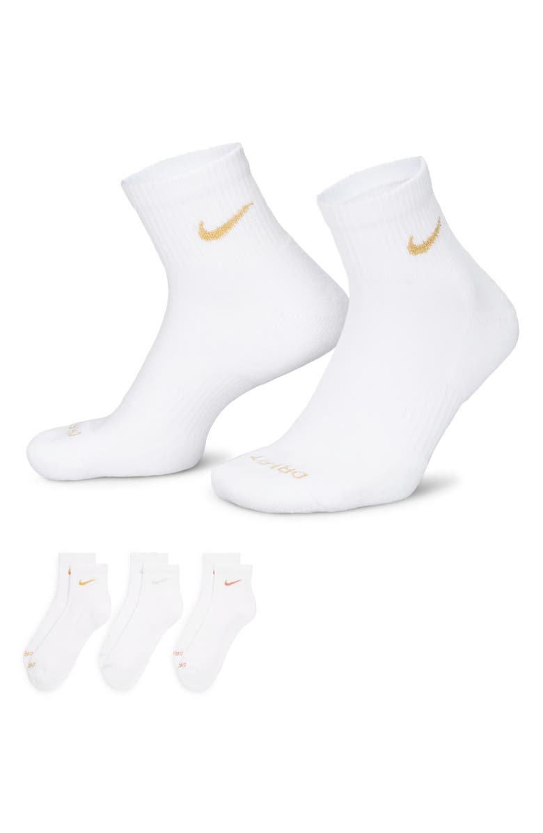 Nike 3-Pack Dri-FIT Everyday Ankle Socks, Alternate, color, Multi-Color/Ivory
