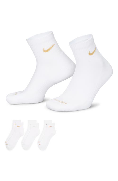 Nike 3-pack Dri-fit Everyday Ankle Socks In White