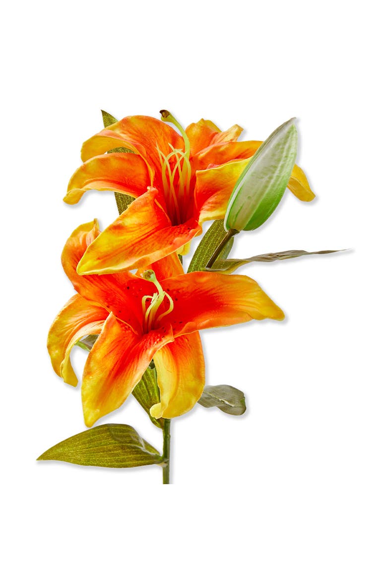 Soft Touch Faux Lily Stem Orange Orange Plastic Spring, Main, color, Orange
