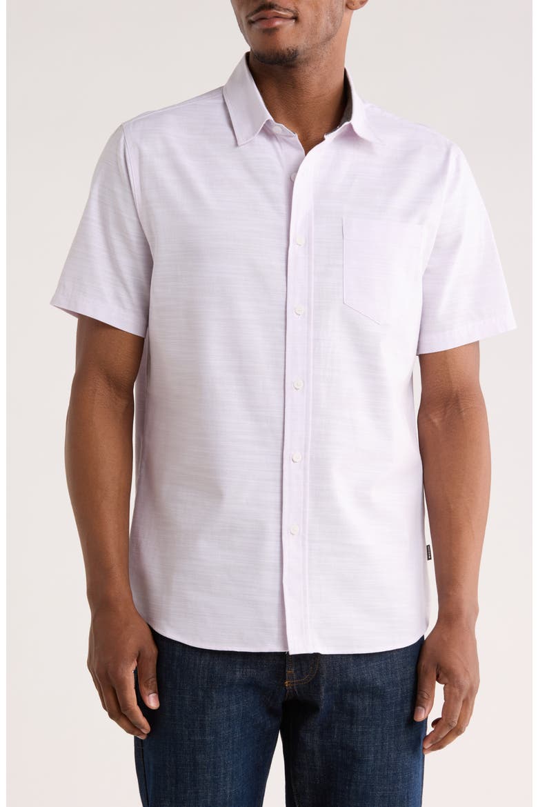 Lennox Short Sleeve Button-Up Shirt, Main, color, THISTLE