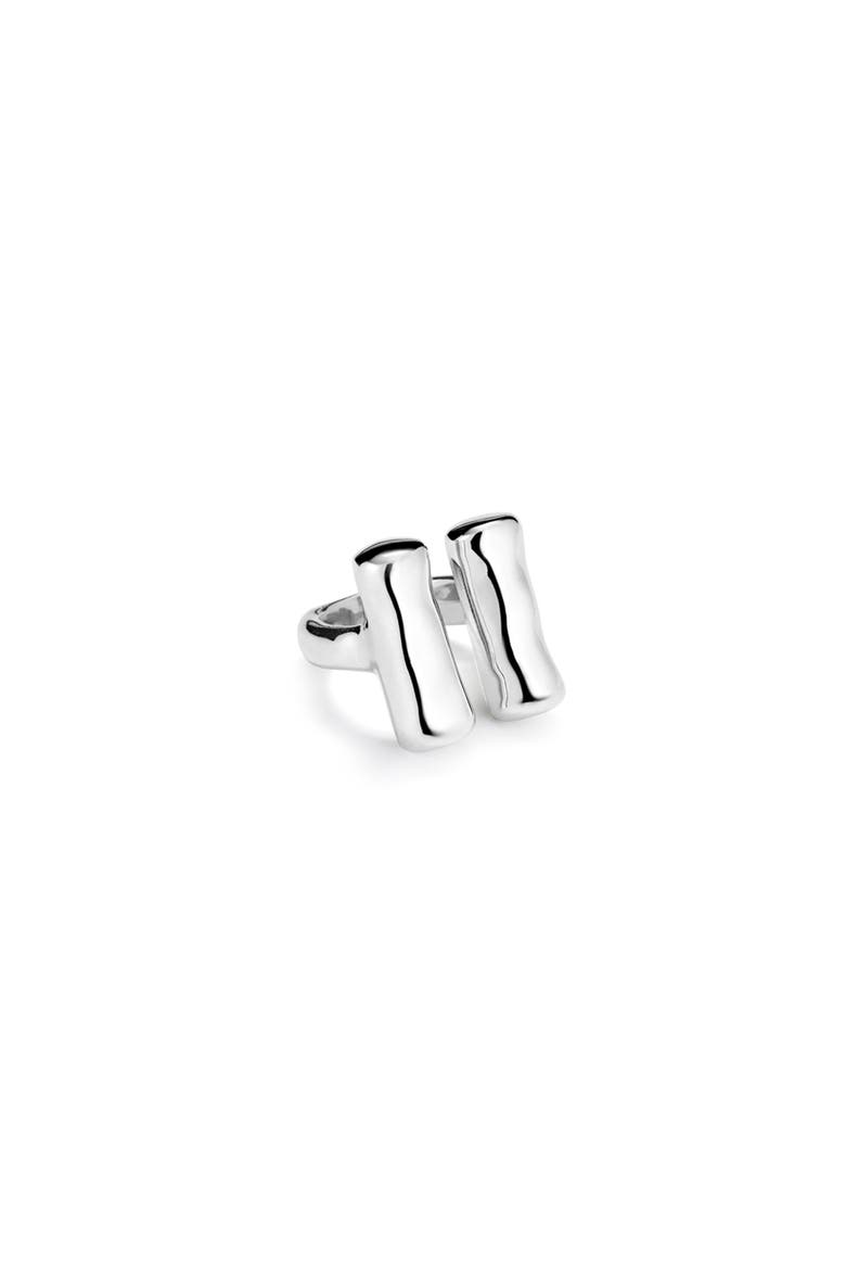 Sterling Silver-Plated Ring with Two Vertical Tubes, Alternate, color, Silver