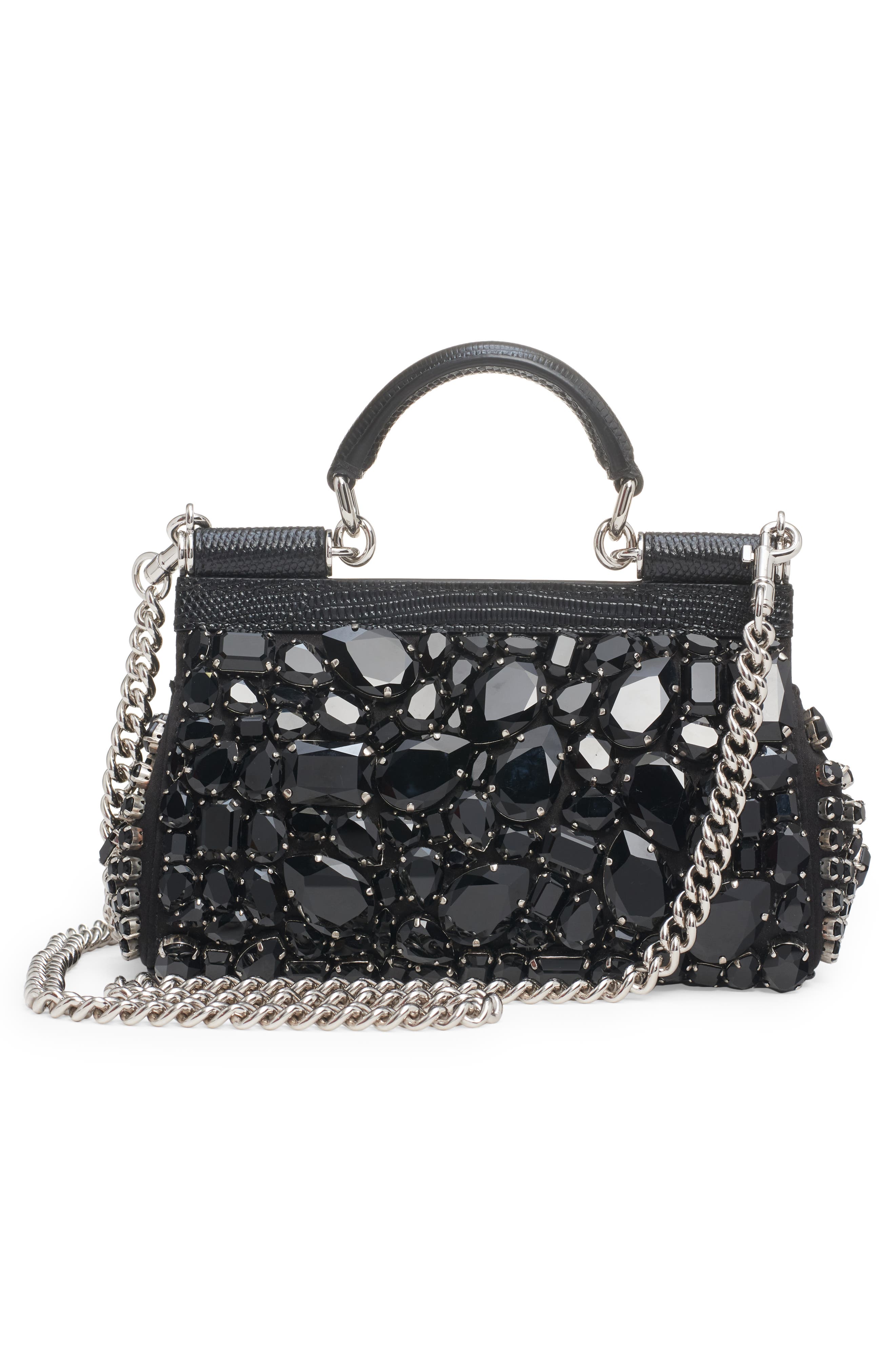 Dolce&Gabbana Small Kim Sicily Crystal Embellished Handbag, Alternate, color, 