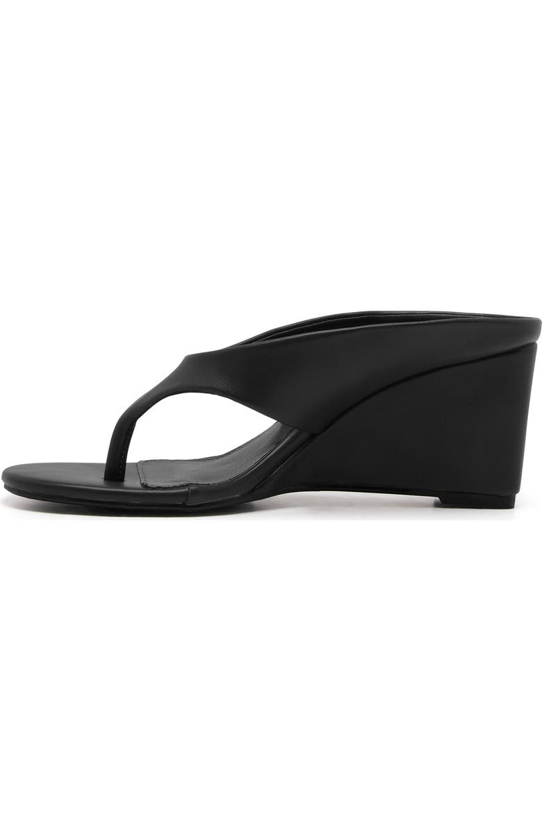Therapy Australia Sera Round Toe Wedge Thong Heel, Alternate, color, Black Smooth Pu