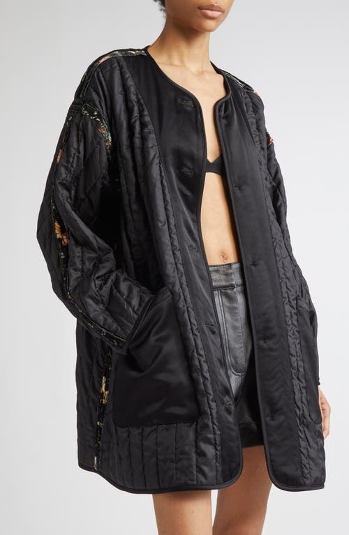 R13 Reversible Padded Taped Liner Coat In Black