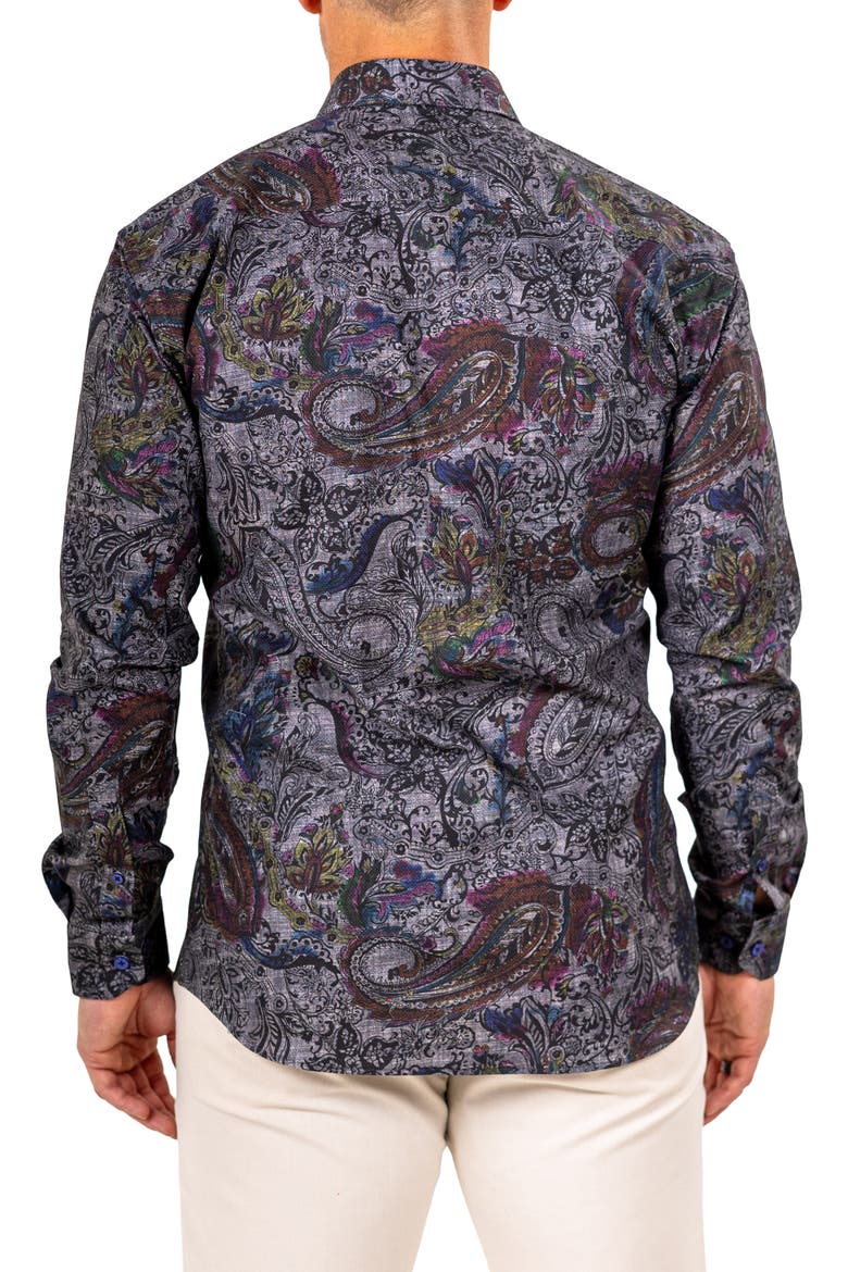 Fibonacci Marthyr 0256 Paisley Contemporary Fit Button-Up Shirt, Alternate, color, BLACK