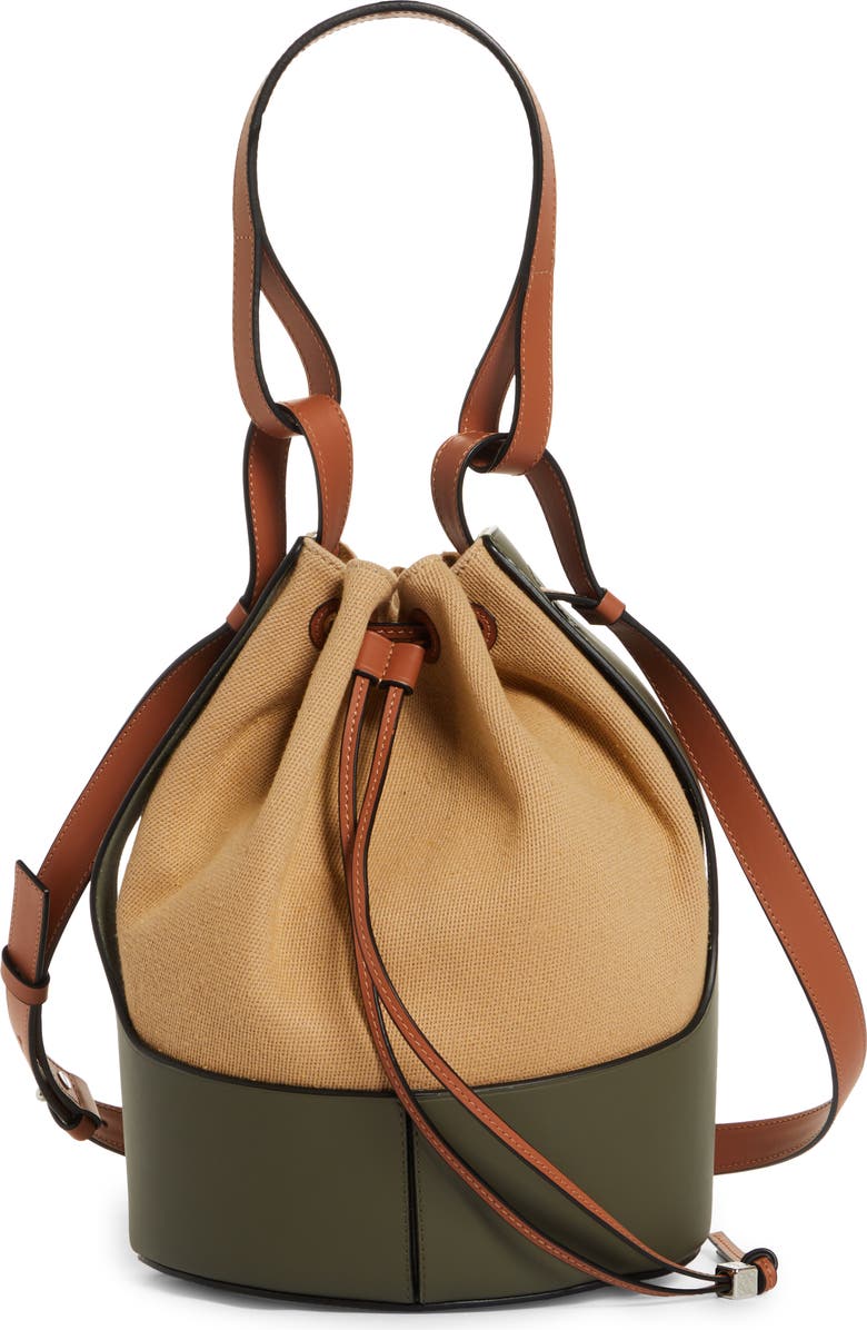 Loewe Balloon Canvas & Leather Bucket Bag, Main, color,