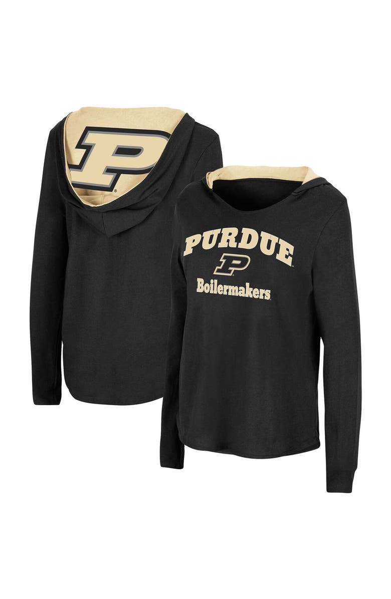 COLOSSEUM Women's Colosseum Black Purdue Boilermakers Catalina Hoodie Long Sleeve T-Shirt, Main, color, Black
