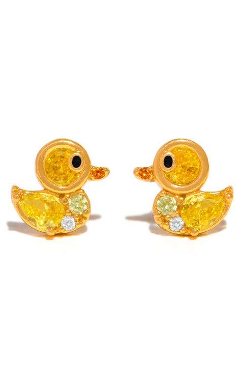 Rubber Ducky Cubic Zirconia Stud Earrings