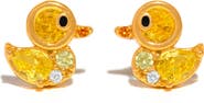 Girls Crew Rubber Ducky Cubic Zirconia Stud Earrings