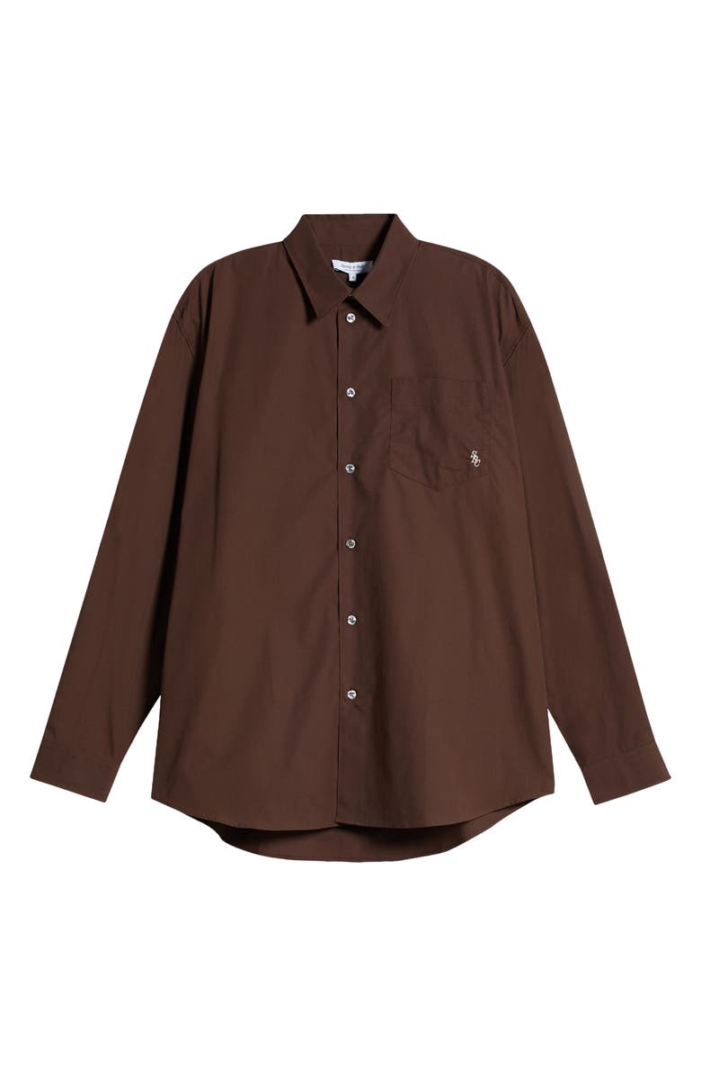 Sporty & Rich SRC Oversize Cotton Poplin Button-Up Shirt, Alternate, color, 